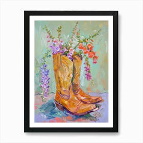 Cowboy Boots And Wildflowers Foxglove Art Print