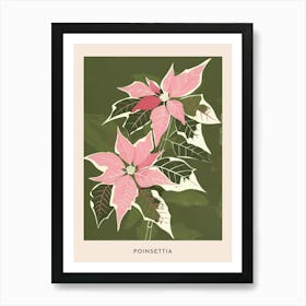 Pink & Green Poinsettia 1 Flower Poster Art Print