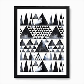 Scandinavian Ink Triangles Art Print