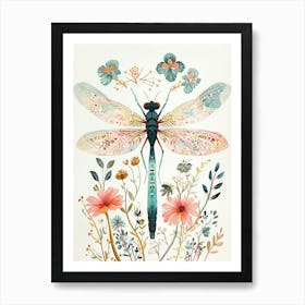 Colourful Insect Illustration Damselfly 13 Art Print