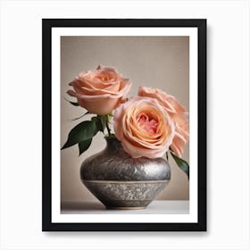 A Vase Of Pink Roses 99 Art Print