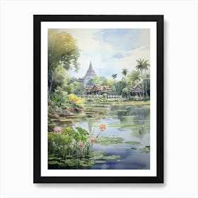 Suan Nong Nooch Garden Thailand Watercolour 1 Art Print