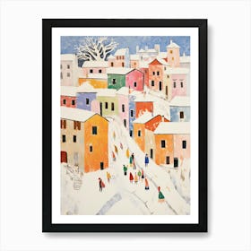 Winter Snow Dubrovnik   Croatia Snow Illustration 1 Art Print