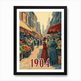 Aihrgdesign A Nostalgic Poster Of A Lively City Street Market 0f401653 E727 47f6 8e71 52dd54e7d62a 1 Art Print