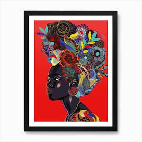 African Woman With Colorful Hair 1 Art Print