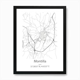 Montilla,Spain Minimalist Map Art Print