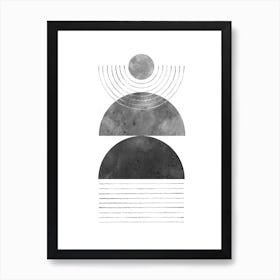 Abstract Black and white mid century modern Art Print