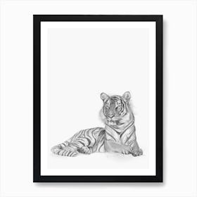 Tiger Handrawn Black And White Art Print