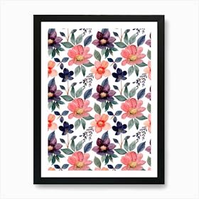 Watercolor Floral Pattern.Colorful roses. Flower day. artistic work. A gift for someone you love. Decorate the place with art. Imprint of a beautiful artist. 8 Art Print