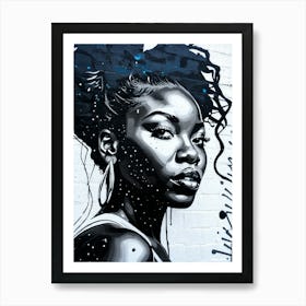Graffiti Mural Of Beautiful Black Woman 7 Art Print