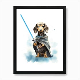 Dachshund Dog As A Jedi 3 Art Print