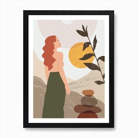 Woman In The Mountains Art Print