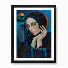 Woman With Her Hand On Her Face Art Print