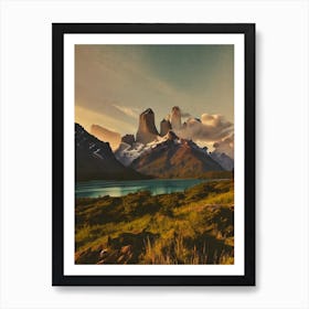 Torres Del Paine National Park Chile Vintage Poster Art Print