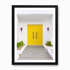 Retro Mid Century Yellow Doors On A Home In Palm Springs California Art Print