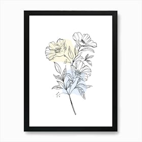 Flower Bouquet hand drawing minimalist line art Art Print