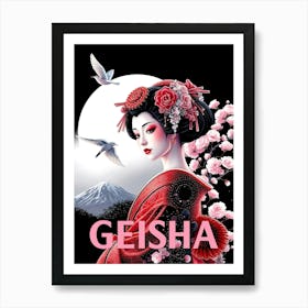 Geisha Color Illustration Art Print