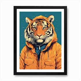 Tiger Illustrations Wearing A Windbreaker 2 Art Print