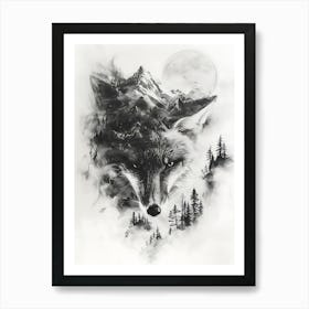 Wolf In The Forest 4 Art Print