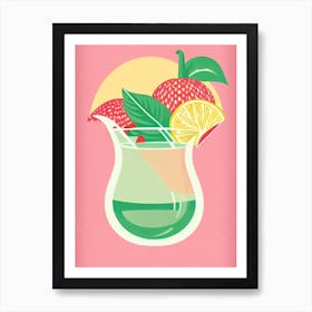 Strawberry Daiquiri Retro Pink Cocktail Poster Art Print