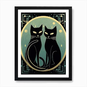 The Lovers, Black Cat Tarot Card 1 Art Print