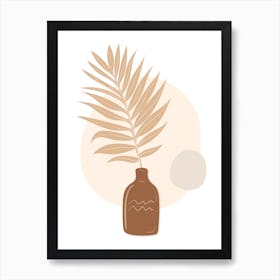 Palm Tree In A Vase Beige Boho Botanical Art Print