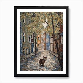 Painting Of Berlin With A Cat In The Style Of William Morris 2 Art Print