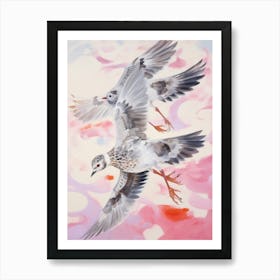 Pink Ethereal Bird Painting Grey Plover 2 Art Print