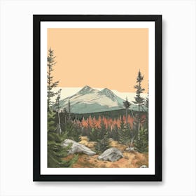 Mount Kenya Color Line Drawing (4) Art Print