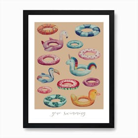 Aqua Schwimmringe Art Print