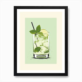 Illustration Mint Julep Floral Infusion Cocktail 2 Art Print