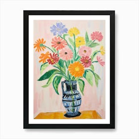 Flower Painting Fauvist Style Zinnia 2 Art Print