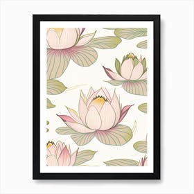 Lotus Flower Repeat Pattern Pencil Illustration 1 Art Print