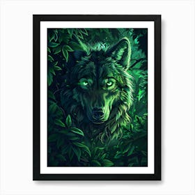 Green Wolf Art Print