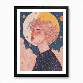 man With Pink Hair Art Print