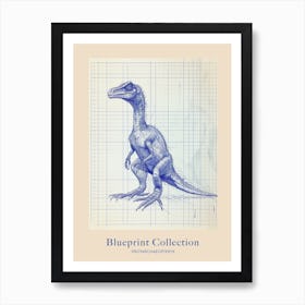 Protarchaeopteryx Dinosaur Blue Print Sketch 1 Poster Art Print