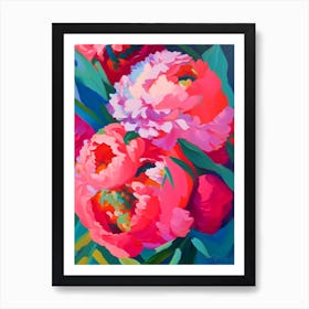 Coral Charm Peonies Colourful 1 Painting Art Print