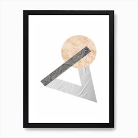 Peach and Grey Marble Triangle and Circle Art Print