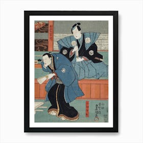 Actors Bandō Sajūrō I As Mumata Junsai, Bandō Takesaburō I As Oguri Sōtan By Utagawa Kunisada Art Print