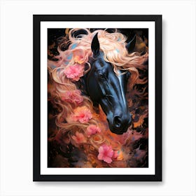 Horse With Flowers Art Print