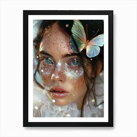 Girl With A Butterfly 1 Art Print