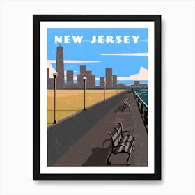 New Jersey, USA — Retro travel minimalist poster Art Print