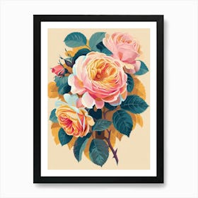 English Roses Painting Rose In A Keyhole 2 Art Print