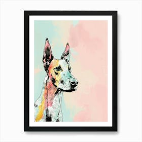 Pastel Colourful Doberman Line Illustration Art Print