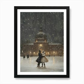 Ice Skating In The Snow Art Print