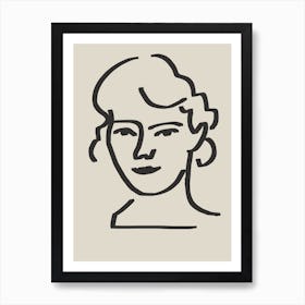 Line Art Candid Portrait 6 Art Print