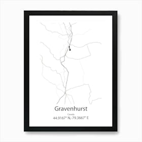 Gravenhurst,Canada Minimalist Map Art Print