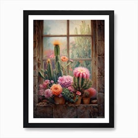 Mammilaria Cactus On A Window  4 Art Print