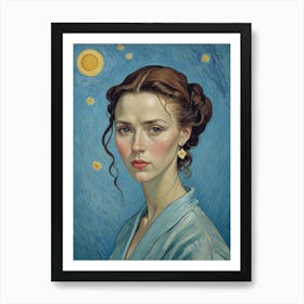 Portrait of a Woman Starry Night Art Print