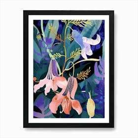 Colourful Flower Illustration Canterbury Bells 3 Art Print